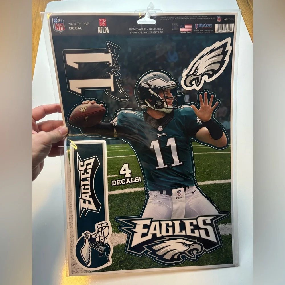 WinCraft NFL‎ reusable decal Eagles Carson Wentz 4 decal set